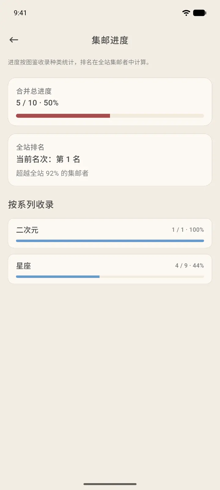 集邮进度